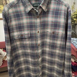 Orvis Men's Casual Plaid Shirt - Blue and Red